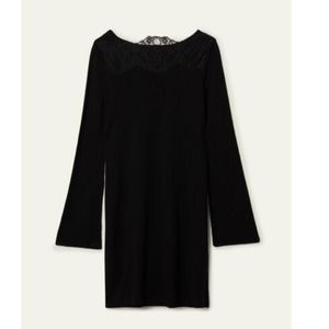 NWT Tezenis lace bateau neck sweater dress, black, size M